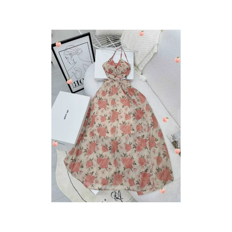 Summer Floral Dress Good Price Sustainable For Ladies Vintage Design Custom Size Made In Vietnam Manufacturer