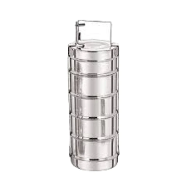 Stackable Take Away Metal Tiffin Carrier 4 tier Stainless Steel Food Container Lunch Box With Handle Pyramid Tiffin