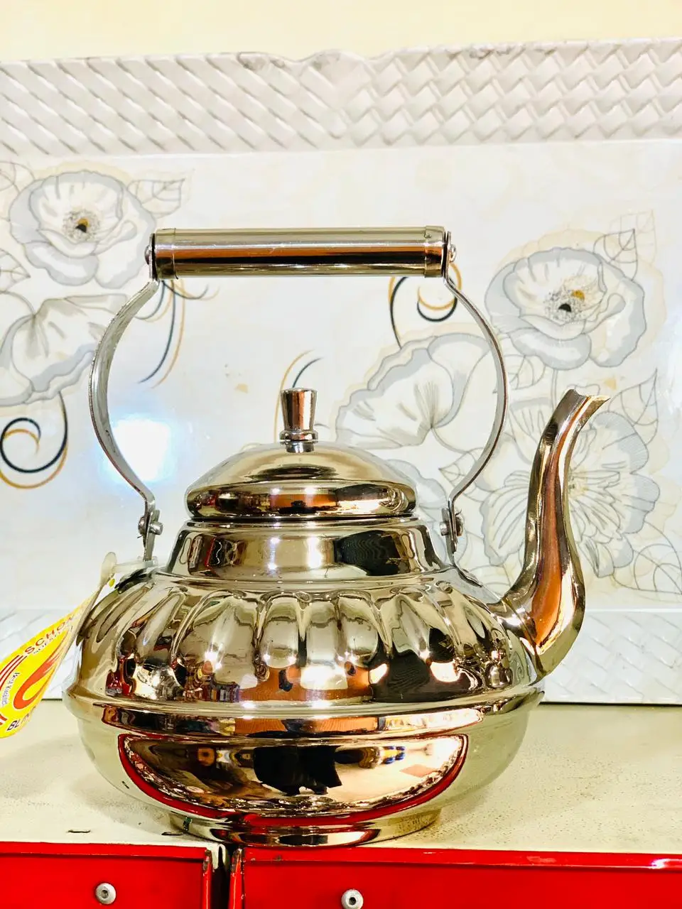 Ajwa Marhba Yellow Color Stainless Steel Tea Kettle Teapot Cookware Vintage Boiling Kettle All Kind of Steel Kettles Available
