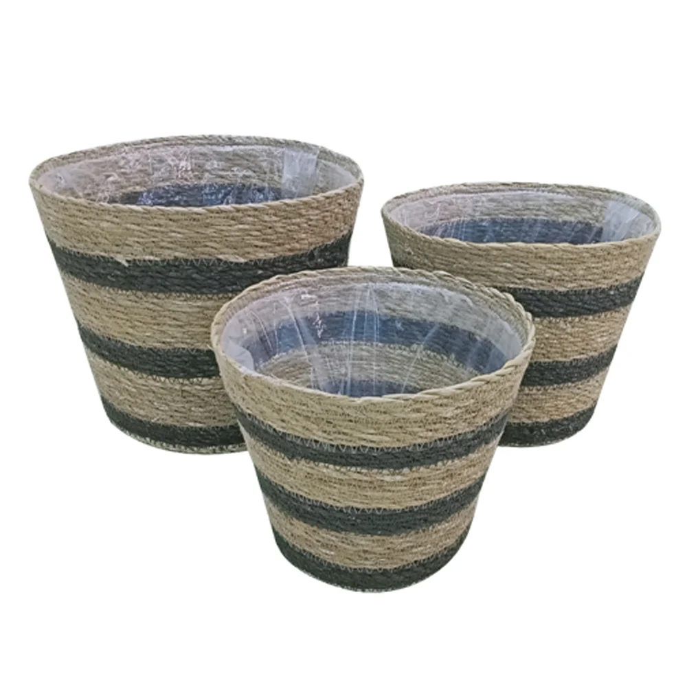 Seagrass Round cylinder Baskets set for Organizing wicker storage basket for outdoor and indoor decoration
