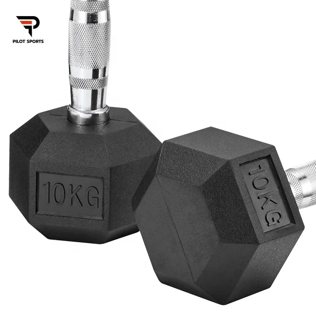 Pilot Sports Rubber Coated Hex Dumbbells wholesale professional gym equipment fitness dumbbell