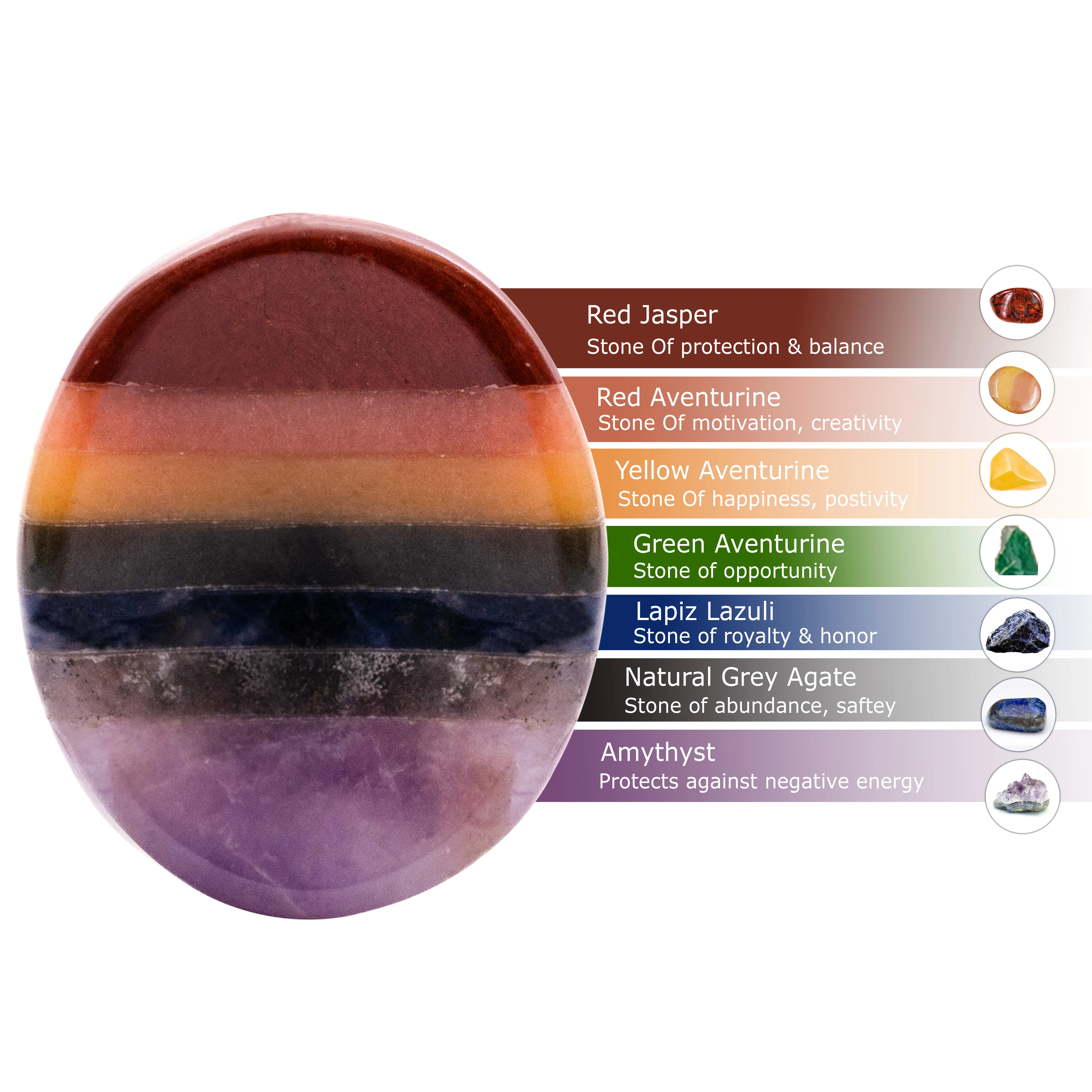 Wholesale 7 Chakra Oval Stone Thumb Worry Stone Natural Healing Crystal Carved Reiki Theme Aid for Anxiety Orgone Treatment