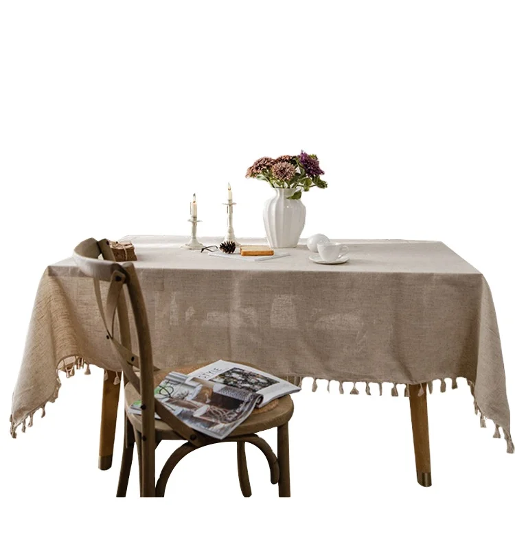 Table Cloth Cotton Linen Round Table Cloth Simple Stripe Table Cloth Wholesale
