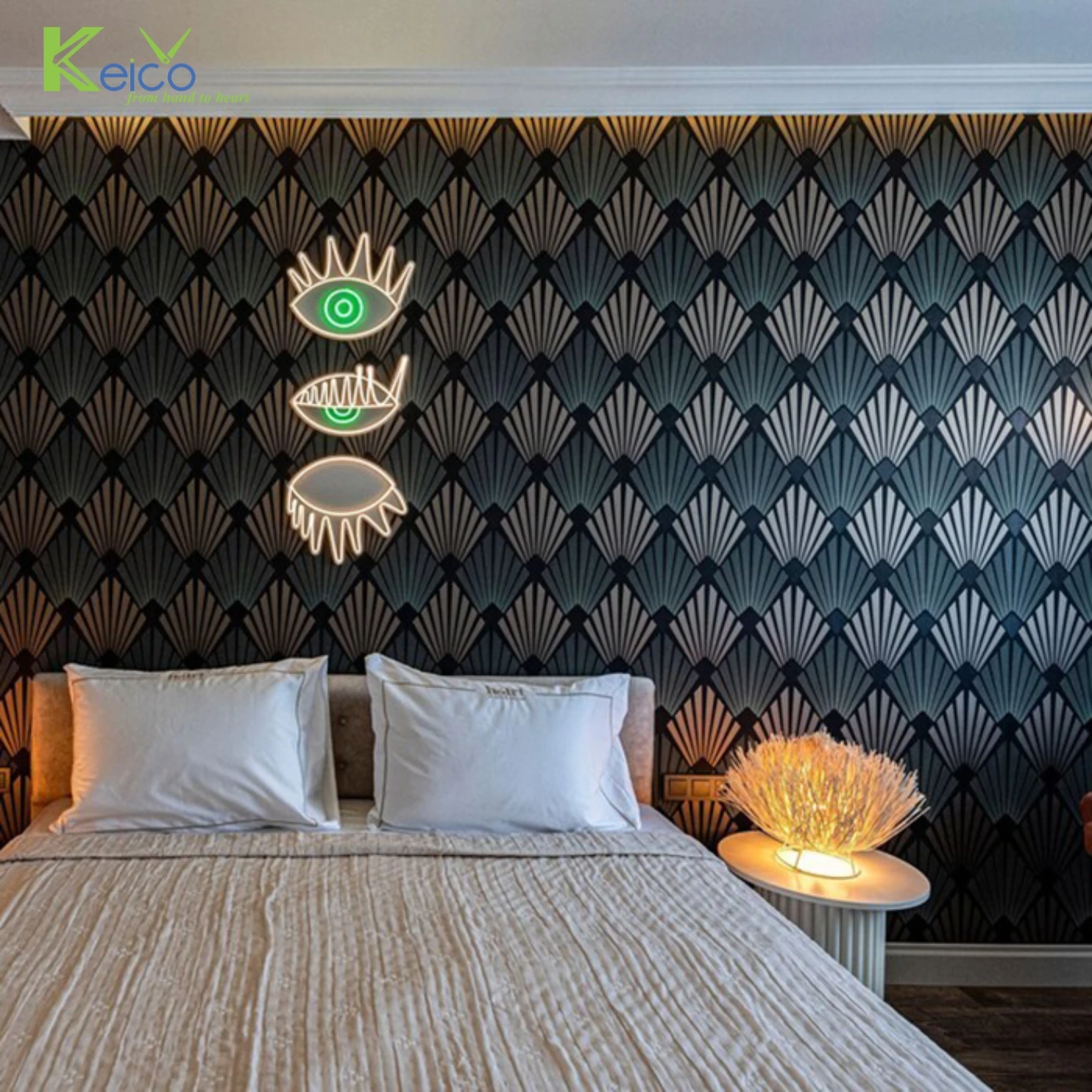 Most popular Living Room Bed Room Led Lights Palm Leaf Lamp Natural Rattan Table Lamp Woven Rattan Lampshade Flame Desk Lamp