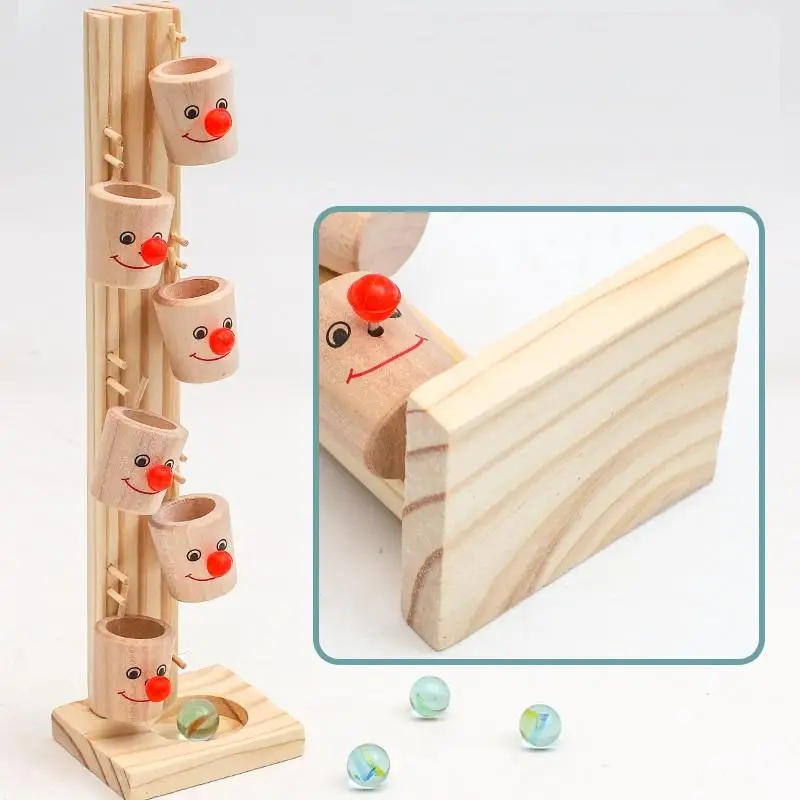 Children Educational Toys Wooden Clown Pour Table Fun Parent-child Interactive Board Game Marble Decompression Toys