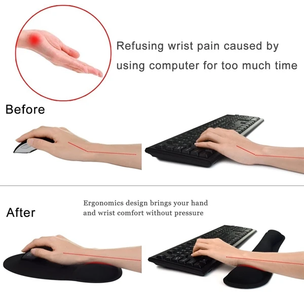 Memory Foam Mouse Pad and Keyboard Wrist Rest Set Comfort and Support for Extended Computer Use Wrist Pain Relief