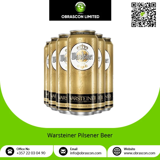 Genuine Supplier Best Selling Clean Taste Alcohol Contain German Pilsner Style Warsteiner Beer at Standard Market Price