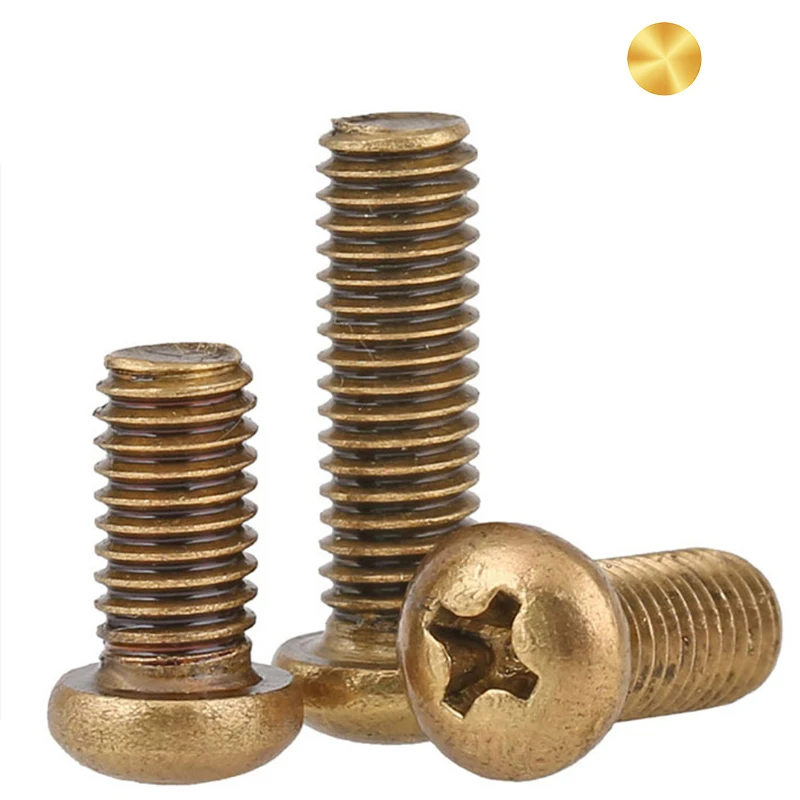 wholesale in stock standard M2 Cross pan head round head copper brass screws