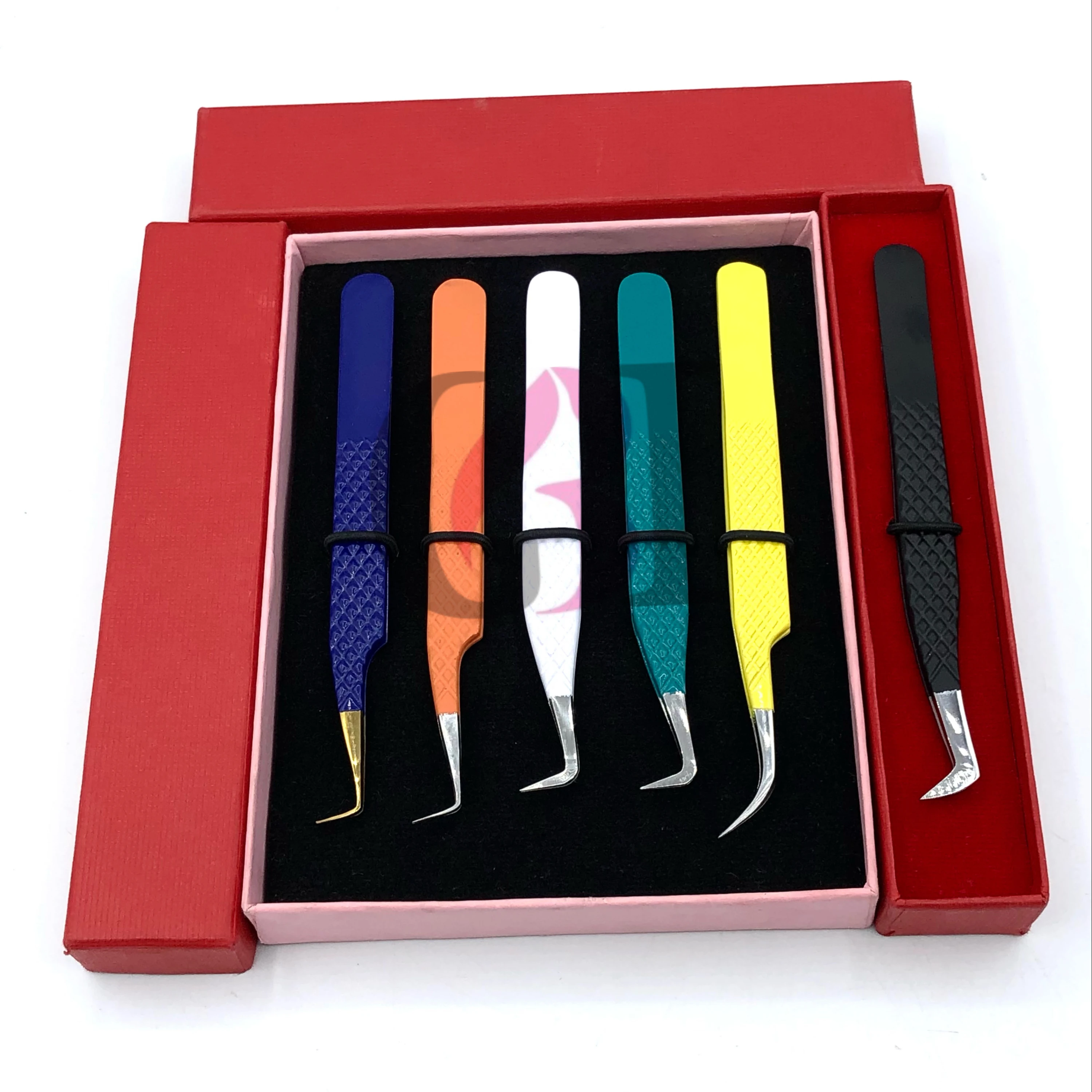 Professional Different Color Powder Coating Silver Tip Change Styles Eyelash Extension Tweezer Stainless Steel Beauty Instrument