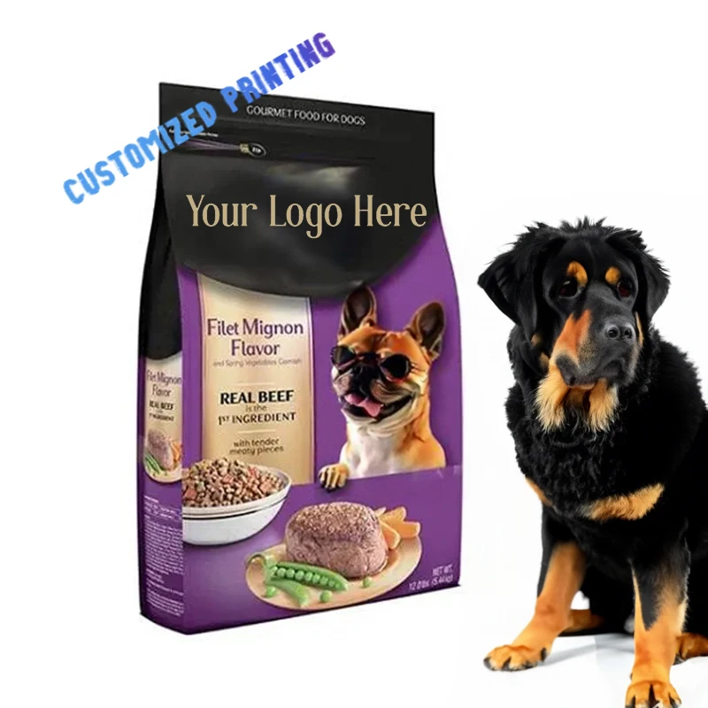 Stand Up Pouch Heat Seal Flat Bottom Resealable Pet Food Packaging 15kg 20 kg / 40 lb Side Gusset Bag Dog Pet Food Packaging Bag