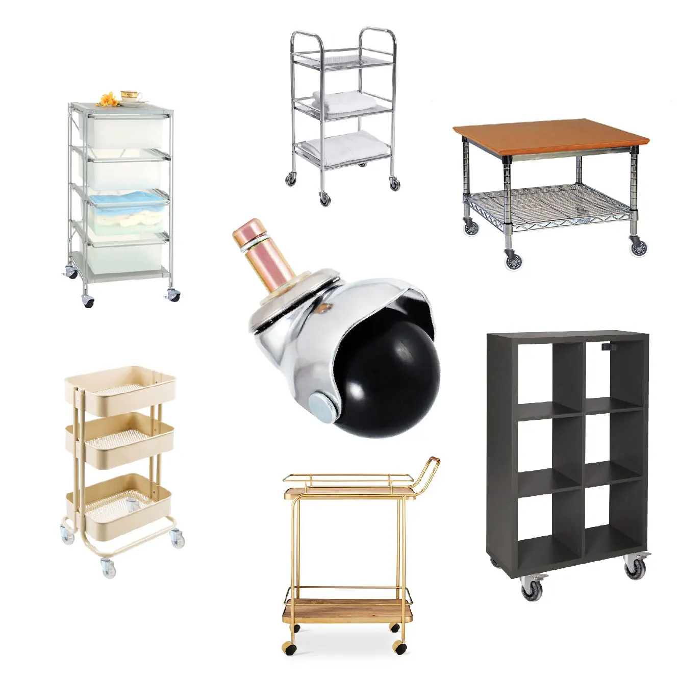 1.5 Inch 10mm Friction Ring Stem Office Chair Polypropylene Ball Wheels