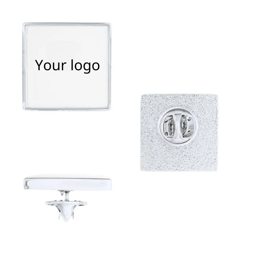 Custom uv printing gloss oil metal blank enamel square epoxy lapel pin