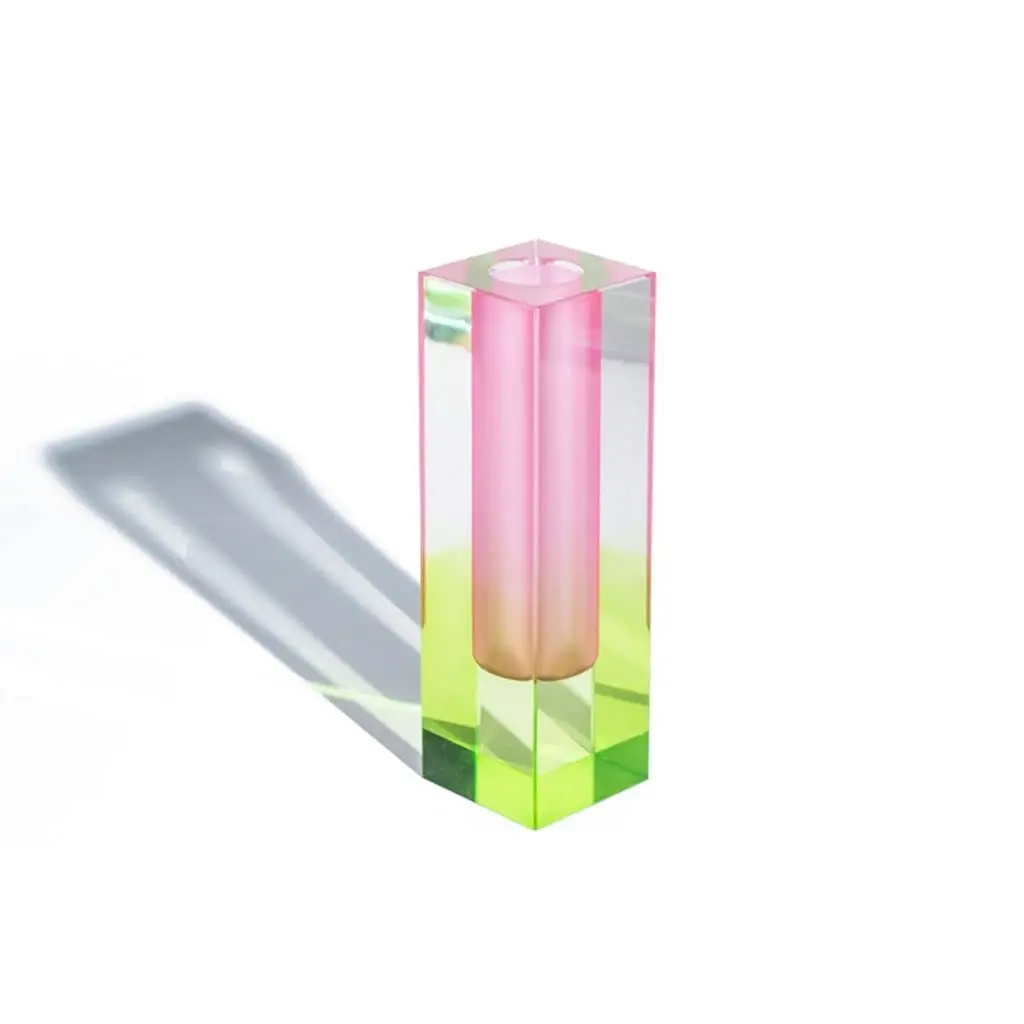 Modern Square Clear Rectangular Rainbow Plant Acrylic Vase For Wedding Flowers Geometric Centerpiece Decoration