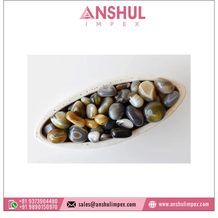 Hot Selling Top Quality Grey Color Multiple Usage Crystal Stone Healing Botswana Agate A Tumbled Stones