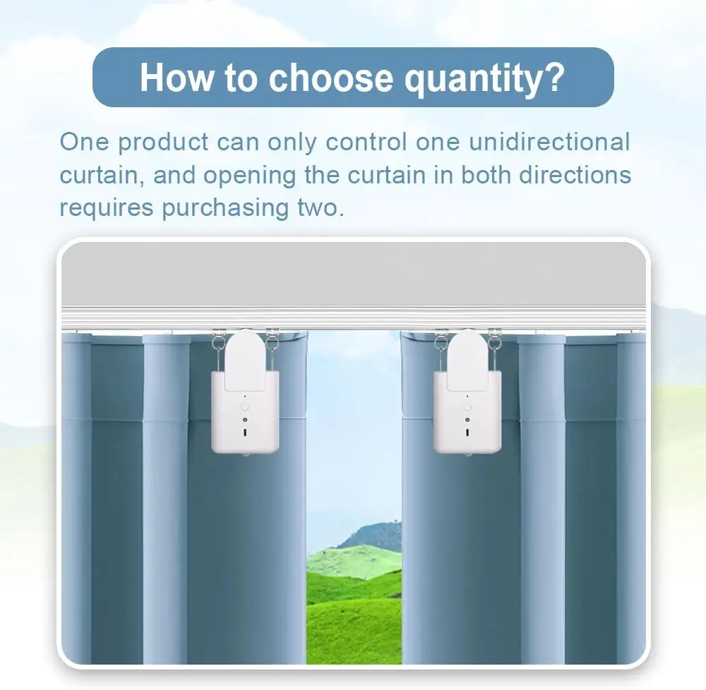 Automatic Wireless Smart Curtain Motor Set Bluetooth Control for Office or Bedroom Supports Many Tracks Types