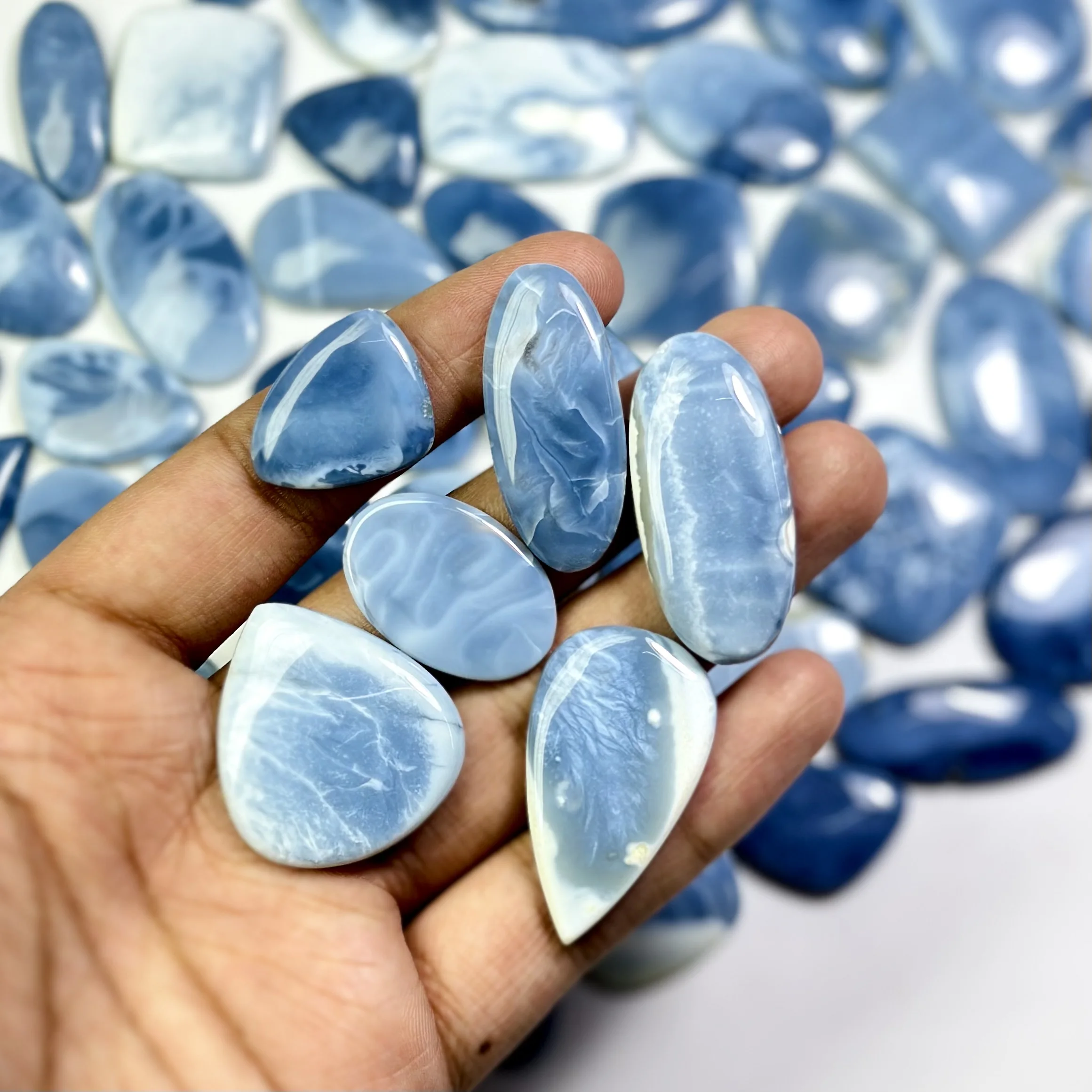 Natural Blue Opal Eye Cabochon, Blue Opal Eye Gemstone Blue Opal Stone Handmade Loose Gemstone for Jewelry Making Supply