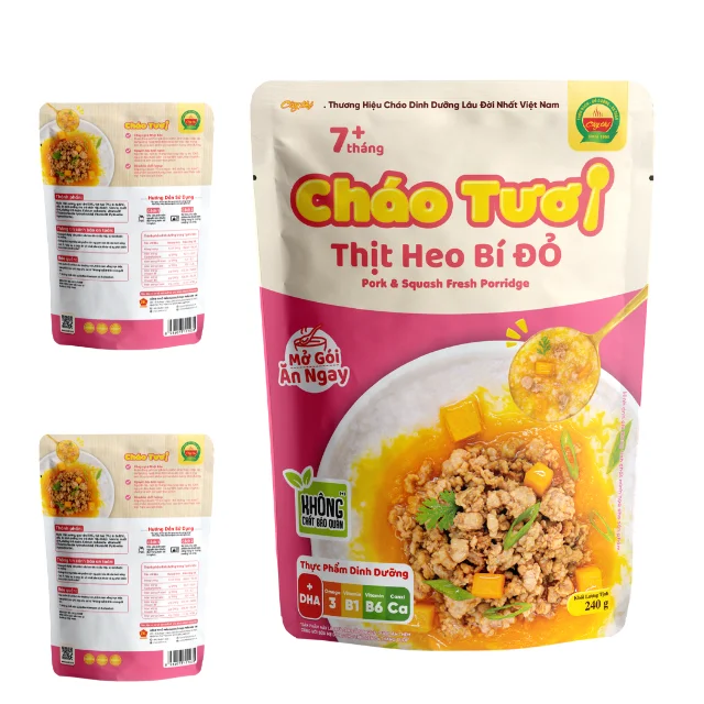 Fresh Porridge Pork with Squash Low price  Pork instant porridge ready to eat Hot selling breakfast packing in bag from Vietnam