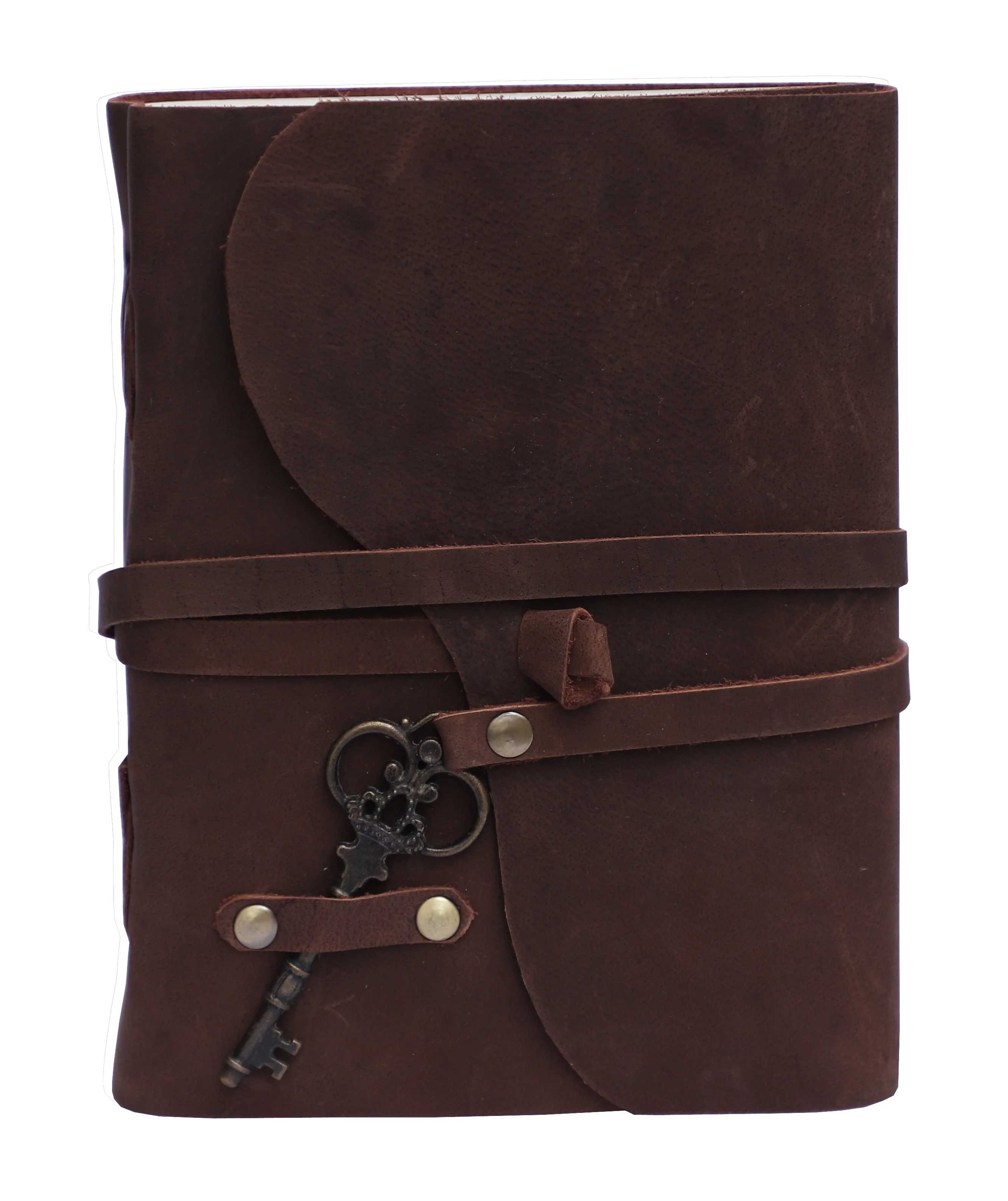 Handmade Soft Key Leather Journal Bound Strap Writing Diary Handmade Recycled Cotton 120 Blank Pages travel planner