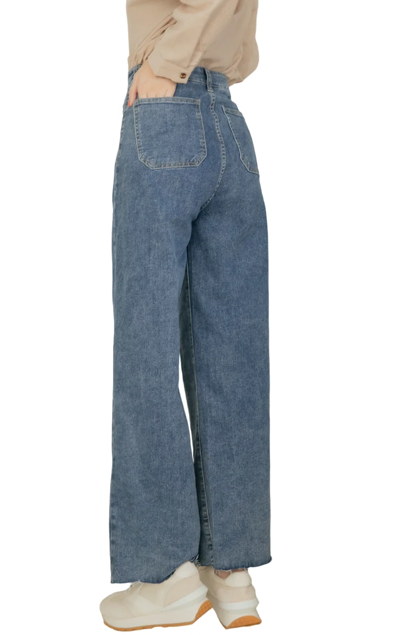 24 SS Hot Selling High Quality Baggy Jeans Fashion Casual Mid-Waisted Super Stretch  Wide Denim Jean