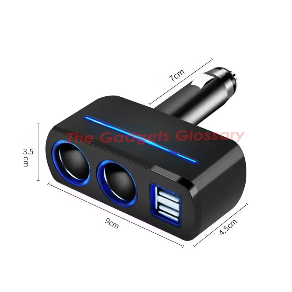 12V USB Car Socket 3 Ports Charging Bluetooth Connection Hot Selling 1637 Model New Design Tesla Vehicles BYD Cigarette Lighter