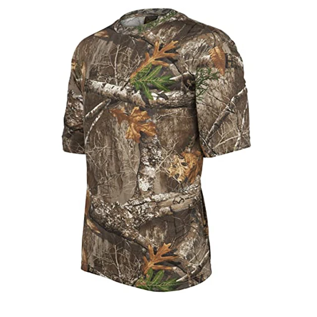 Custom Lightweight Cotton Camo Hunting Shirt Breathable Durable Short Sleeve Design for Hunters Natural Camouflage Outdoor