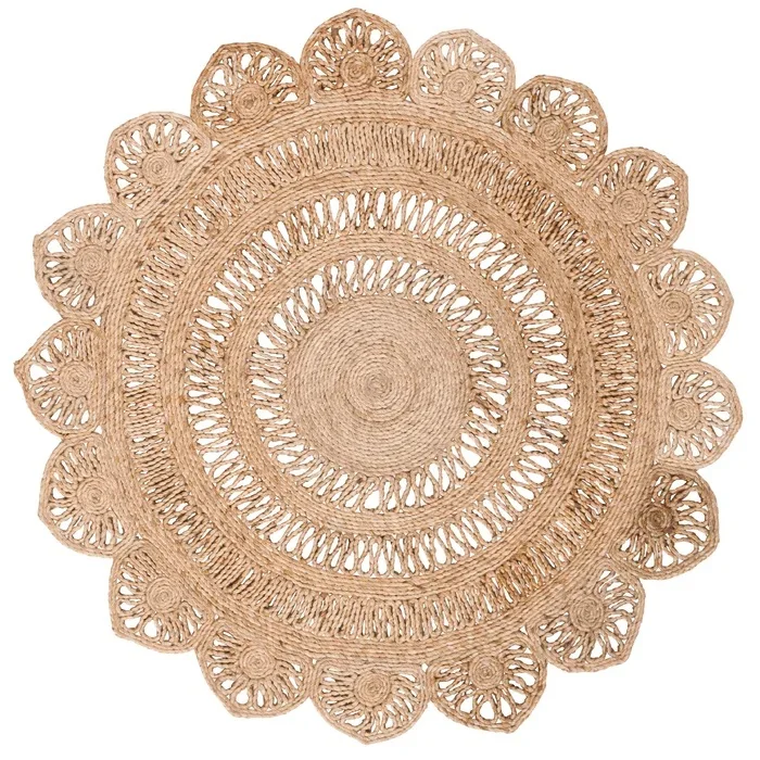 Traditional Brown Aesthetic Lace Seagrass Rug Customized Size Sustainable Home Hotel Kitchen Area Floor Mat Cheap Price Hot Sale