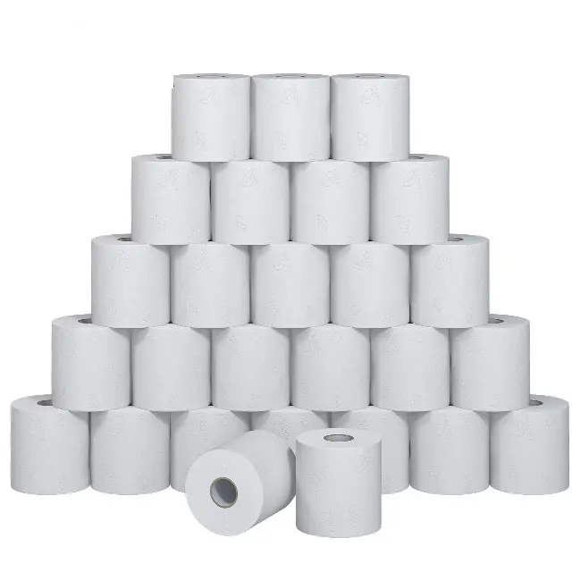 Wholesale 3 Ply Layer Printed Core Bathroom Tissue Toilet Paper Toilet Tissue Roll Bamboo Plain White Room Packaging