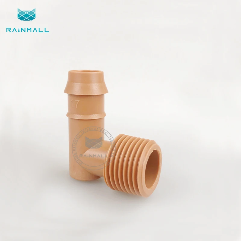 Rainmall Plastic Drip Irrigation Coupling Fitting Barbed 17mm Male Agriculture Irrigation POMTube Fittings Pipe Fittings