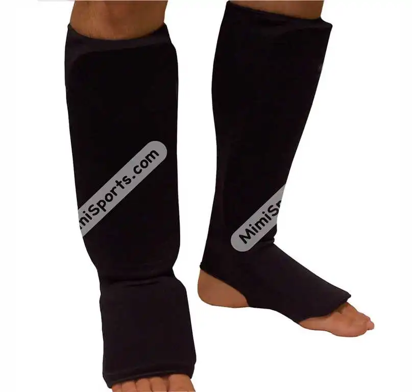 Wholesale Customized Adult Elastic Soccer Shin Guard with Stay Straps Nylon Leather Protective Sports Gear with Custom Logo