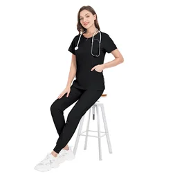 2023 Wholesale New Doctor Hospital Uniform Sets Womens Jogger Set Best Selling Spandex Breathable Female Medical