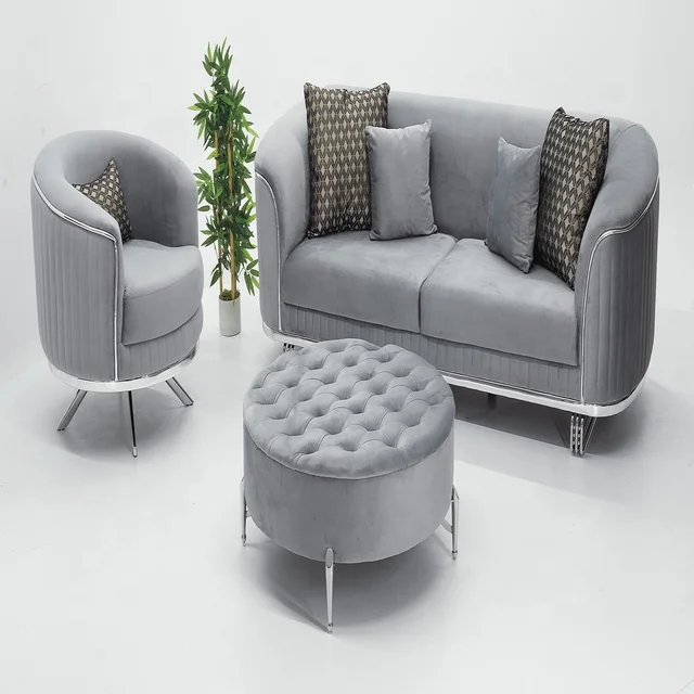 Home furniture Chesterfield Design Royal Luxury Gold foot Living Room Fabric Velvet Sofa set