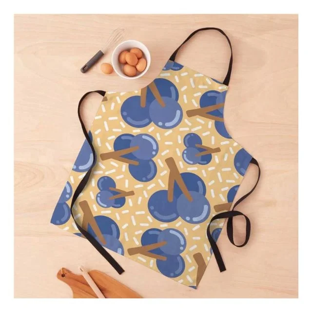 100% Cotton Blueberry Creative Womens Chef Apron Delantals Cute Kitchen Waterproof Cooking Oil-Proof Linen Anti-Fouling Kitchen