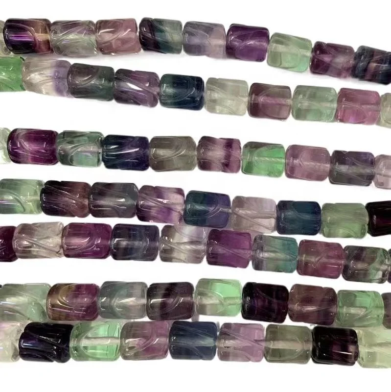 Premium Carved Tube Fluorite Beads Bracelet beads Wholesale Crystal Tube Fluorite stone beads