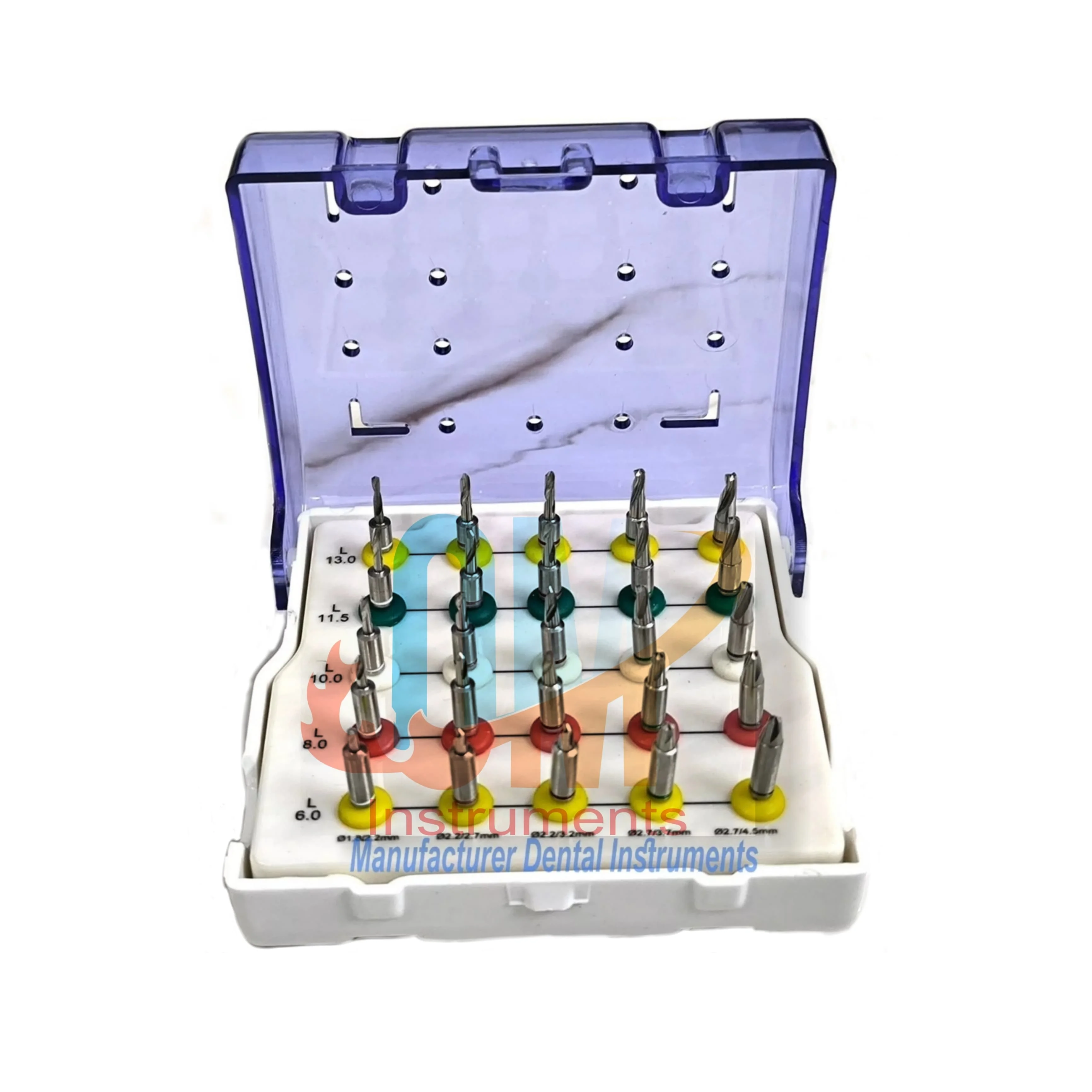 Dental Implant Conical Drills with Stoppers Surgical instruments 25 Pcs Kit by OMI