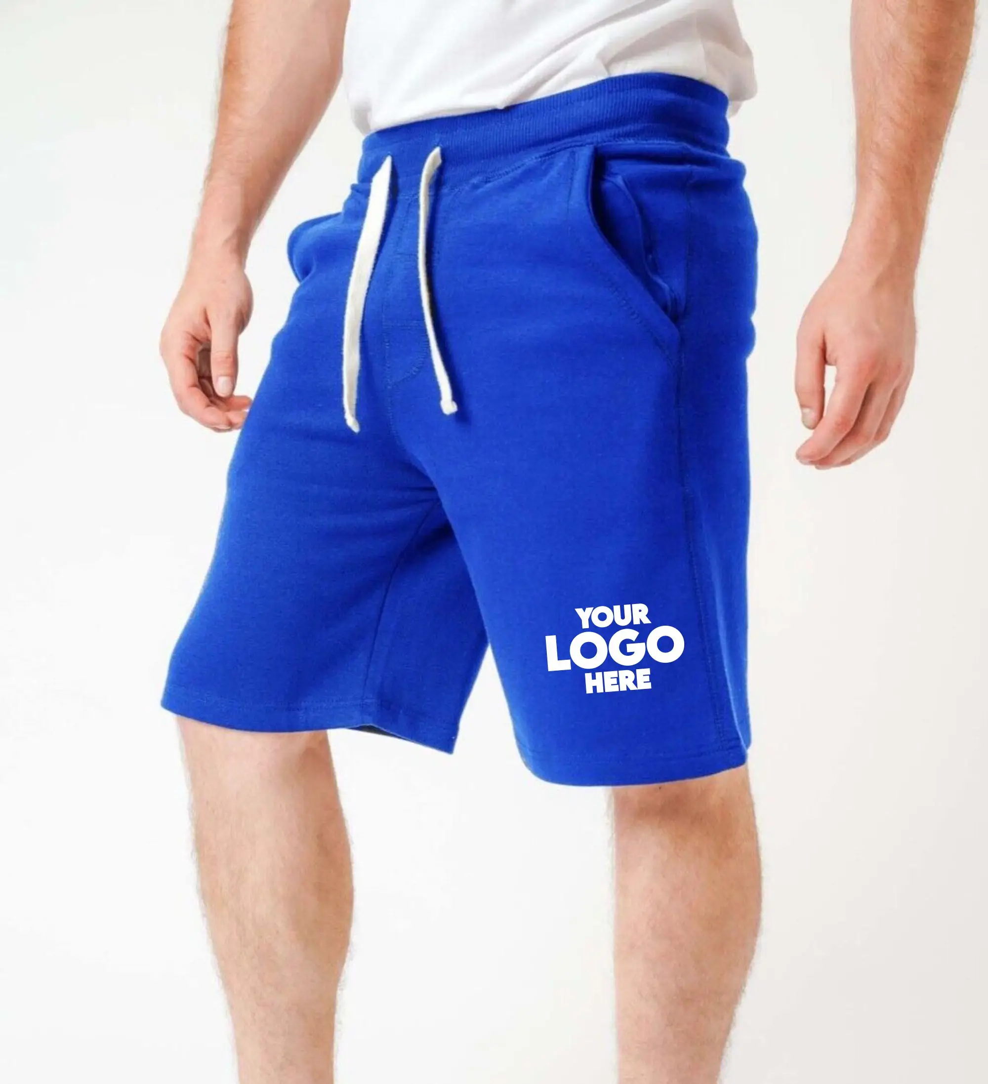 Essentials Custom Logo Fleece Cotton Heather Grey Gym Jogger Shorts High Waist Athletic French Terry Workout Sweat Short