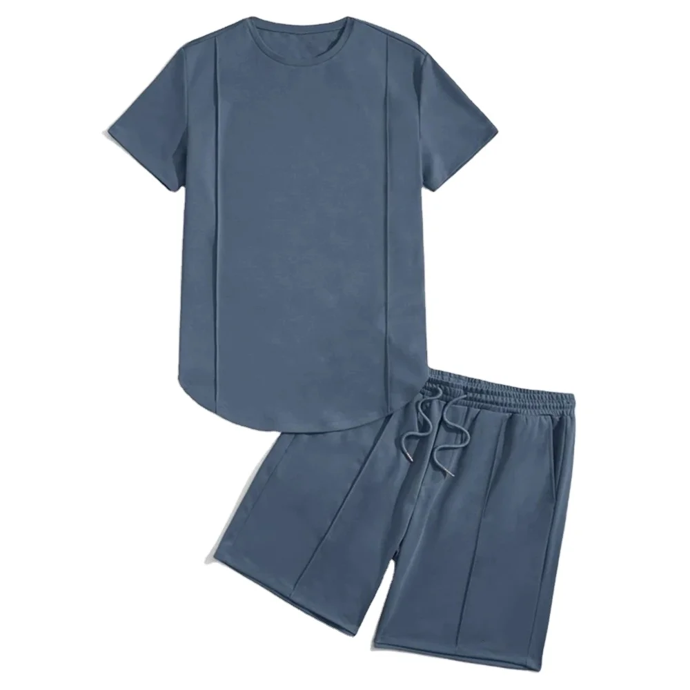 Custom logo sportswear sweat suits cotton t shirts short set tracksuit unisex jogging 2 pcs t shirts And short set