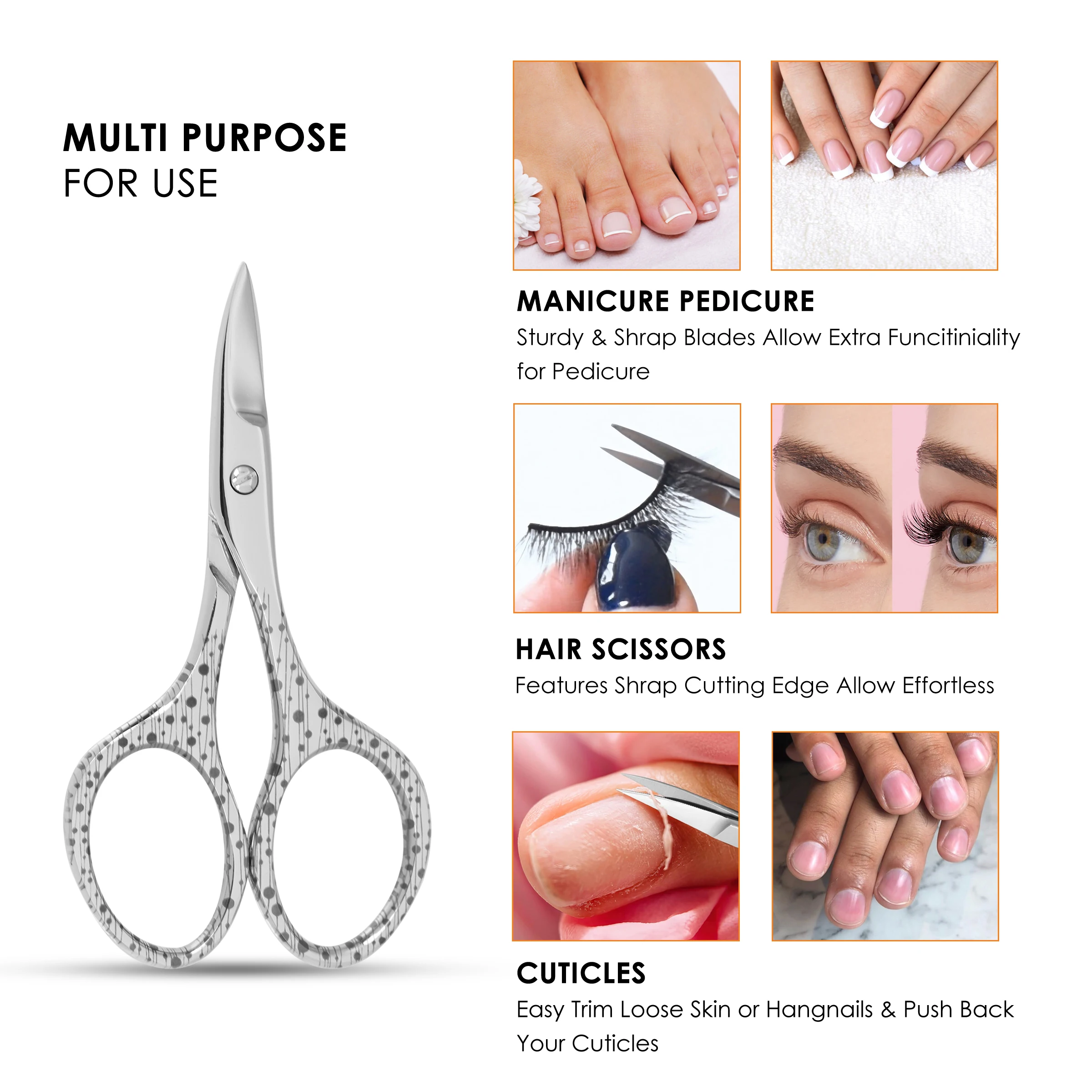 Professional Ultra-Sharp Precision Curved Nails Scissors Hot Selling Manicure & Pedicure Set for Clean Perfect Nails Care