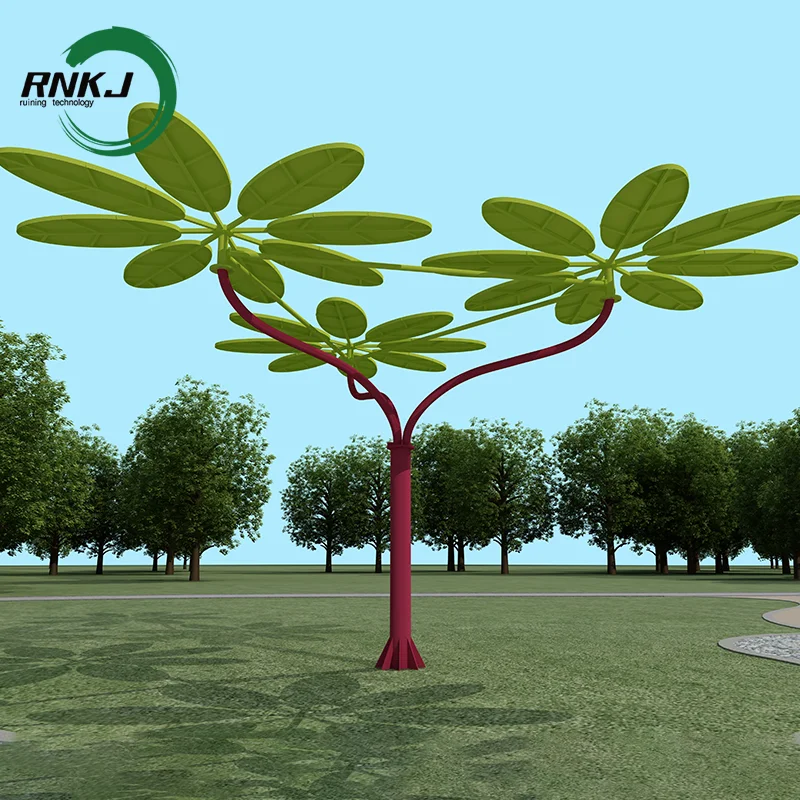 RNKJ Special customization Solar Landscape Tree with bench Outdoor Waterproof Smart Tree Solar Furniture photovoltaic tree