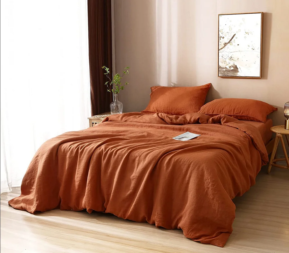 Лидер продаж 104 Комплект постельного белья из льна с пододеяльником и гипоаллергенным покрытием 100%-го французского