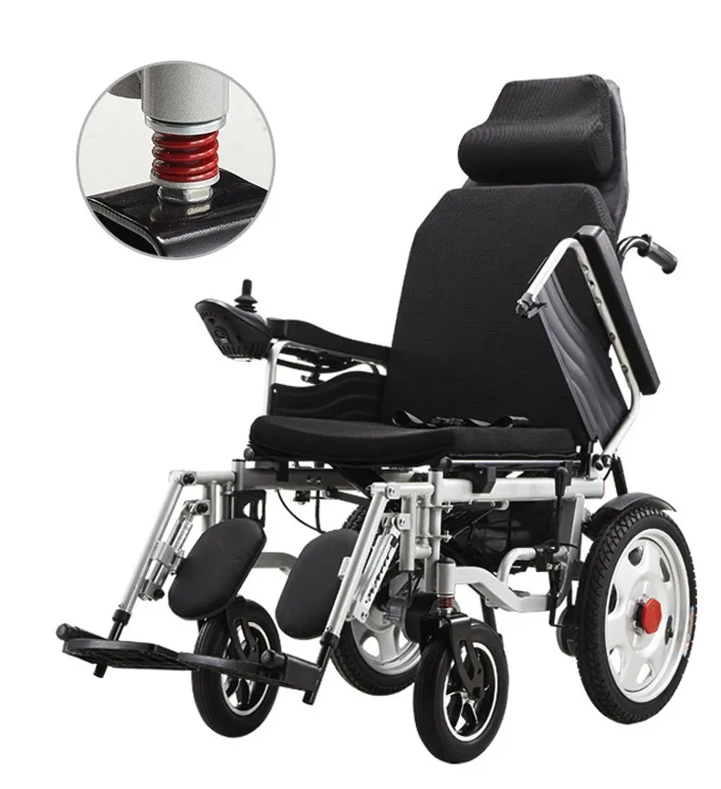 Steel Electric Lightweight Foldable Wheelchair for the Disabled Reclining Folding Electronic Motor Lying