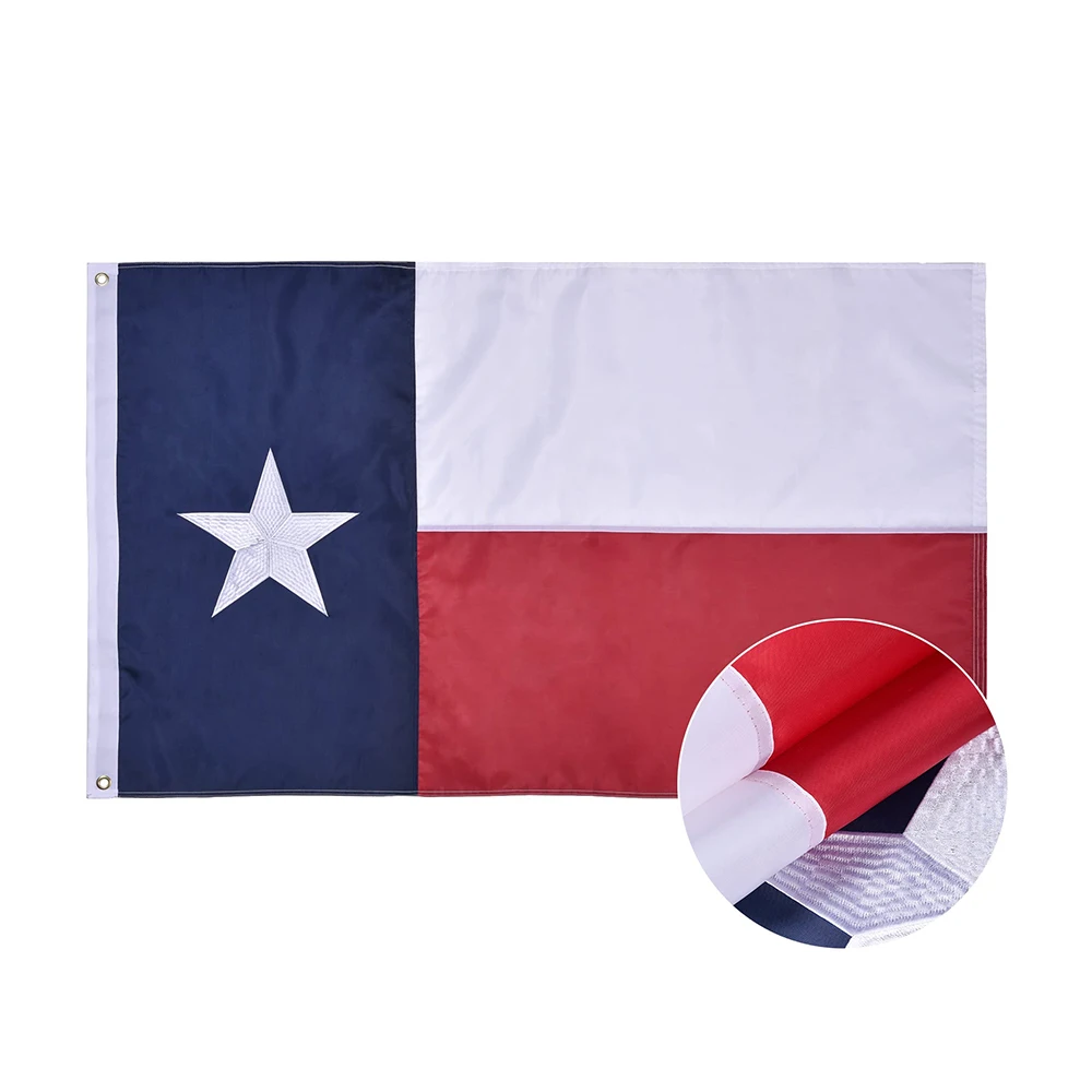 8x12 FT Outdoor Embroidered American Texas State Heavy Duty 210D Nylon Flag Texas Flag Of Texas with 2 Metal Grommets