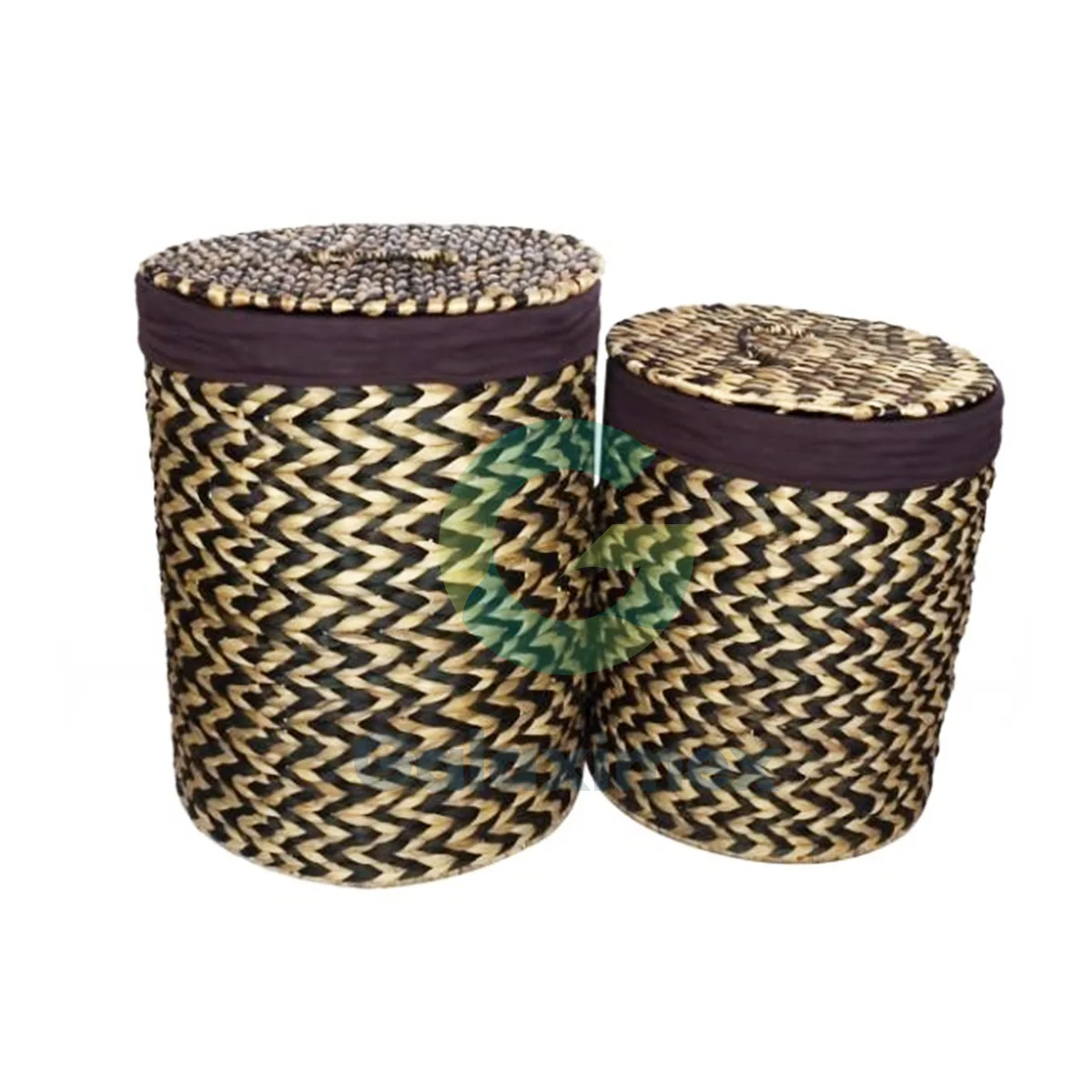 Best quality customized products of water hyacinth storage baskets Cheap Price Round Cylinder with Handle from Galaxy Handicraft