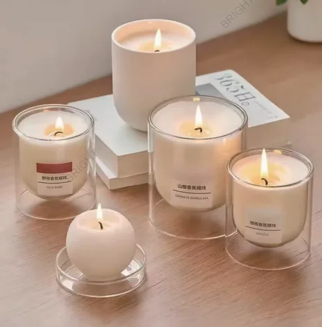 Wholesale 8oz 10oz 12oz Iridescent Extra Large Candle Vessel Clear Christmas Candle Jars Luxury Borosilicate Glass Candle Jar