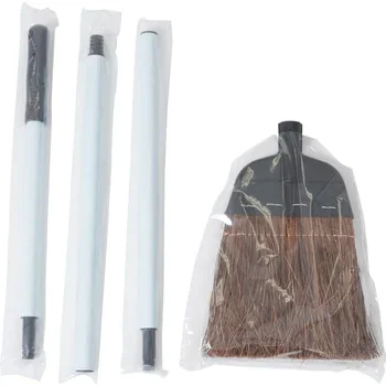 Eco Friendly Natural Palm Fiber Broom With Extension Handle Coir Broom For Courtyard