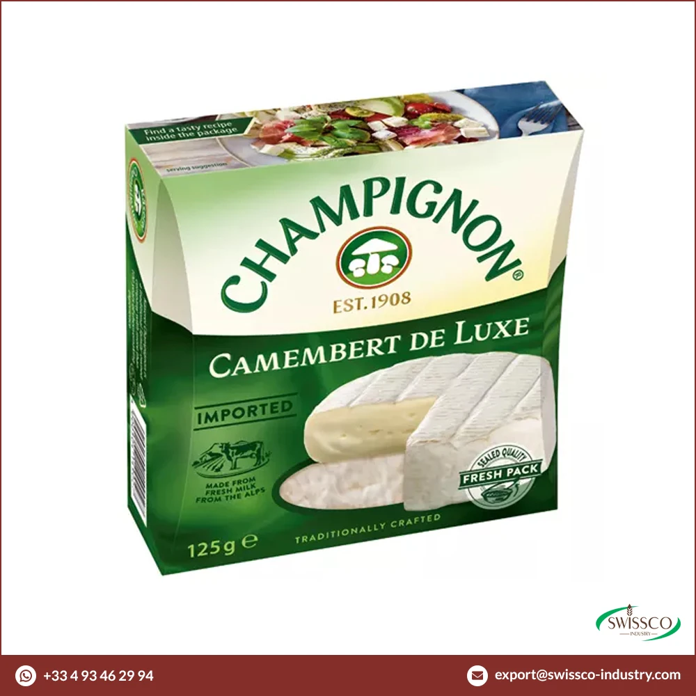 Bulk Selling Champignon Camembert De Luxe Buttery Soft Ripened Cheese with Long Shelf Life