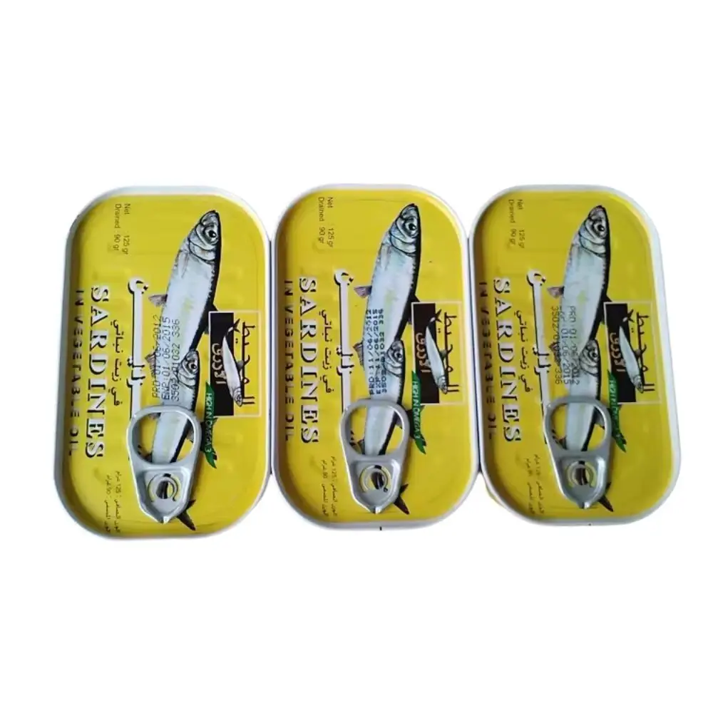 High Quality canned sardine fish 125g Sardines in Tomato Sauce or Vegetable Oil Canned Fish for Africa Market 125Gx50Tin Canned