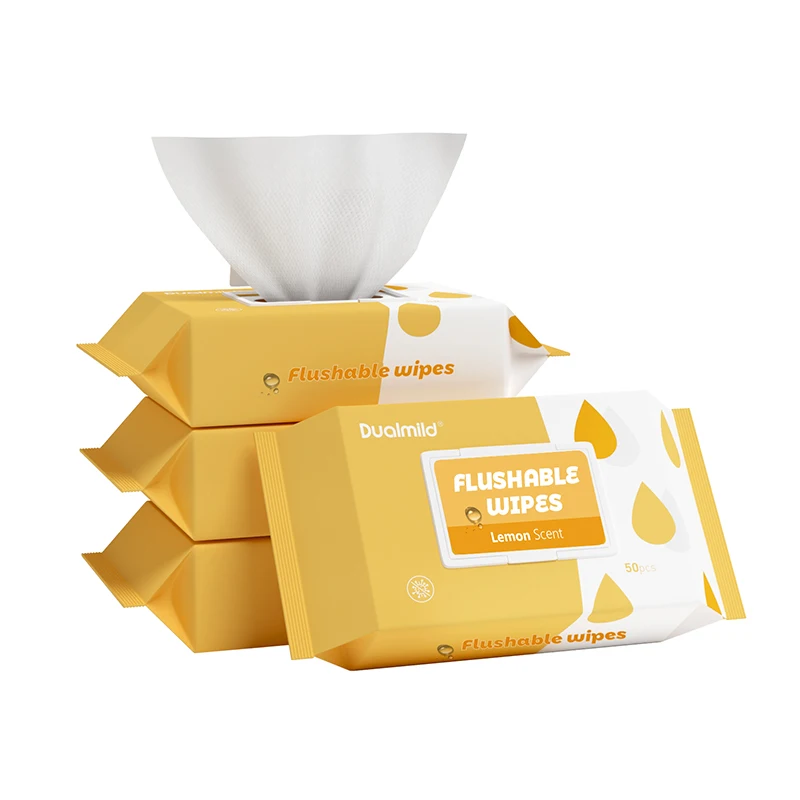 Custom Natural Organic Portable Eco-Friendly Biodegradable Soft Cleaning Toilet Wet Flushable Wipes