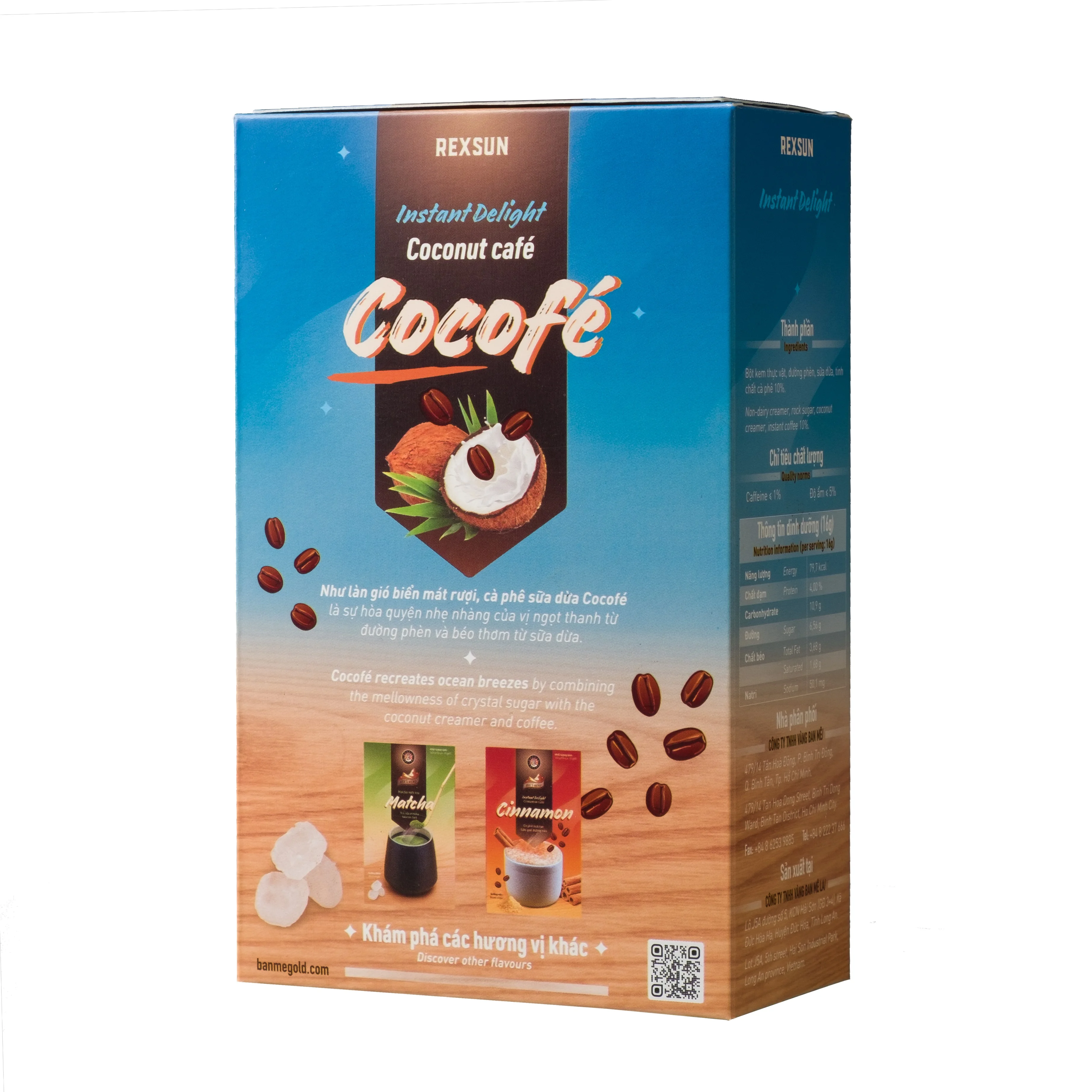 Viet Namese Signature Drink Instant Delight Cocofe 10 Sticks X 16g/Box Coconut Coffee with Slightly Fat and Sweetness
