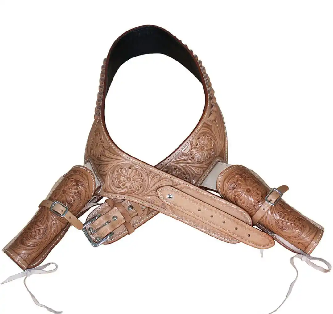 Premium Full Grain Leather Holster Fully Adjustable Handtooled Floral Carving English horse racing products from india