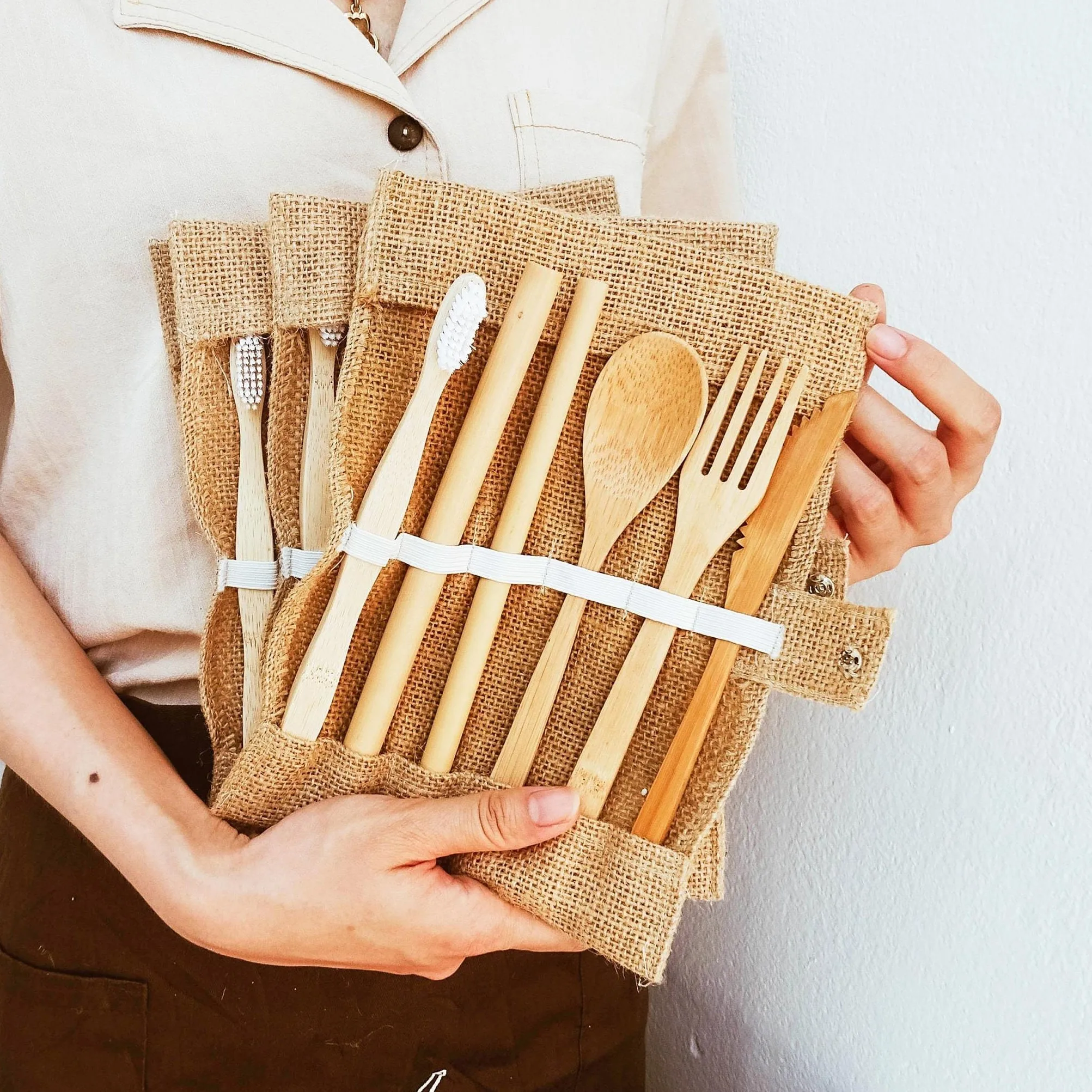 Knife fork spoon eco friendly utensil flatware set eco friendly utensils bamboo picnic camping travel sets